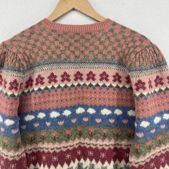 MOUSSIE Sweater 38 CatsWool Blend 70s Susan Brisol Jacquard Floral Jumper VTG HK - Picture 4 of 14